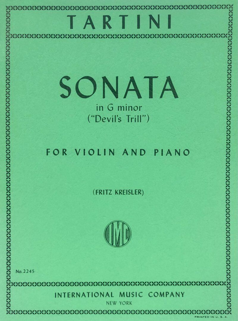 Tartini - Sonata in G Minor (Devil's Trill) for Violin/Piano, Edited by Fritz Kreisler, Score and Part, International Music Company