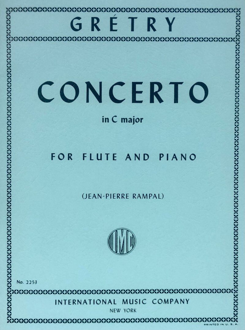 Gretry Concerto in C Major for Flute and Piano, Edited by Jean-Pierre Rampal, Advanced Level, International Music Company, 1 Page