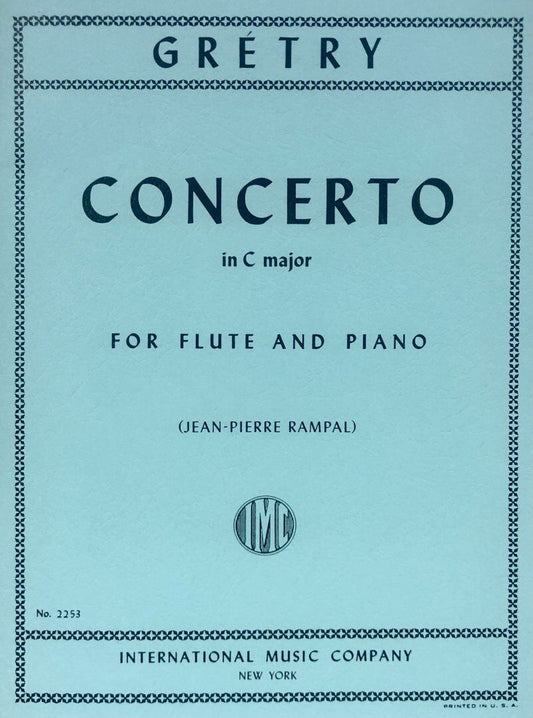 Gretry Concerto in C Major for Flute and Piano, Edited by Jean-Pierre Rampal, Advanced Level, International Music Company, 1 Page