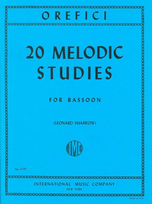 Melodic Studies for Bassoon by Alberto Orefici - 22 Pages, Solo Format, International Music Company