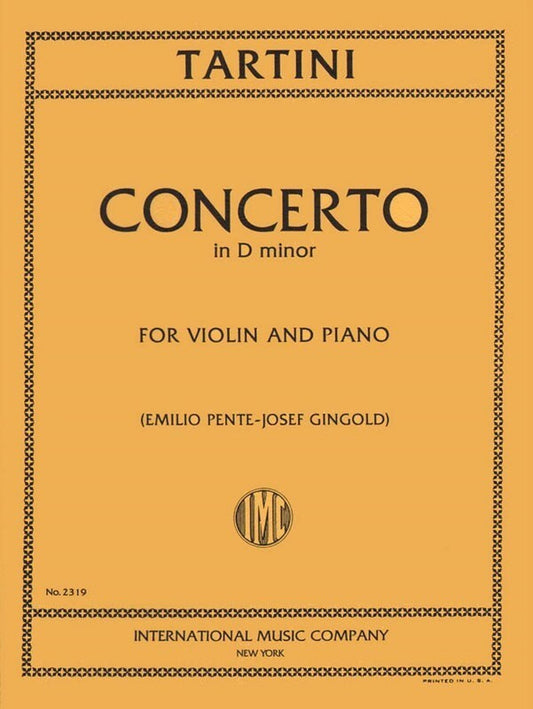 Tartini - Concerto D Minor Violin/Piano (Softcover Book)