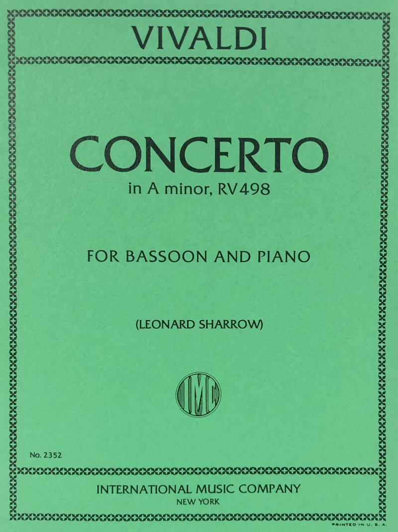Vivaldi: Concerto in A Minor, RV 498 — Bassoon & Piano (International Music Company)