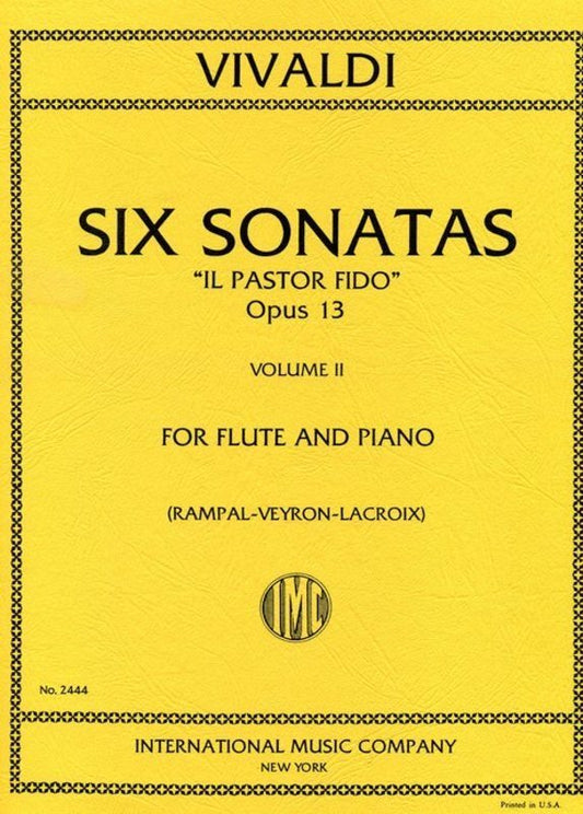 Vivaldi - 6 Sonatas Il Pastor Fido Op 13 Vol 2 Flute/Piano (Softcover Book)