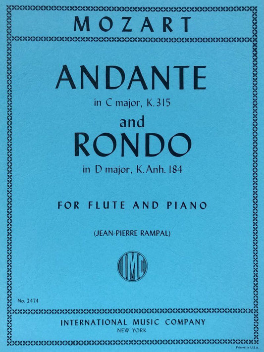 Mozart Andante K 315 & Rondo K Anh 184 for Flute/Piano, Edited by Jean-Pierre Rampal, International Music Company