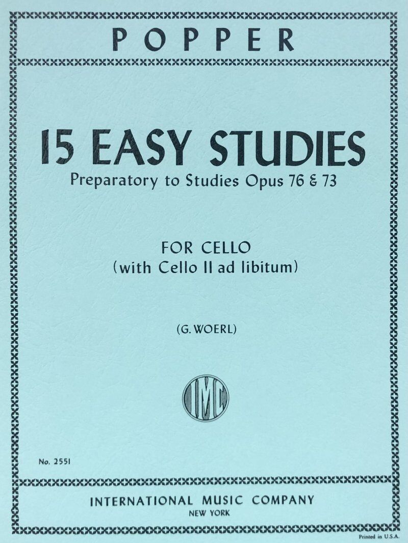 Popper - 15 Easy Studies Preparatory to Op. 73 & 76 for Cello Solo