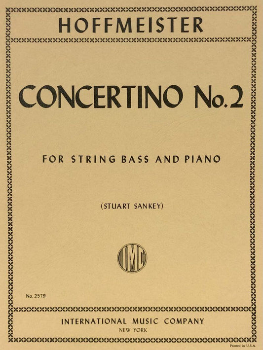 Concertino No. 2 for Double Bass, Edited by Stuart Sankey, Score and Part