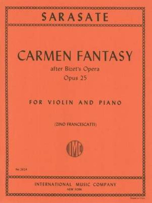 Sarasate - Carmen Fantasy Op 25 Violin/Piano (Softcover Book)