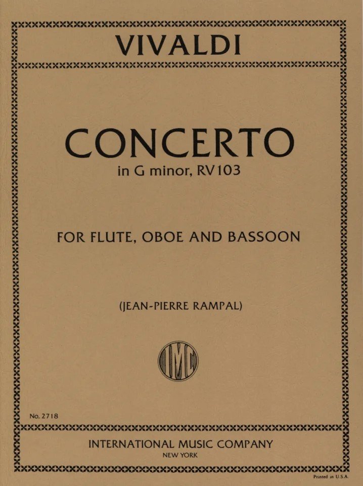 Vivaldi - Concerto G Minor Rv 103 For Flute Oboe And Bassoon (International Music Company)