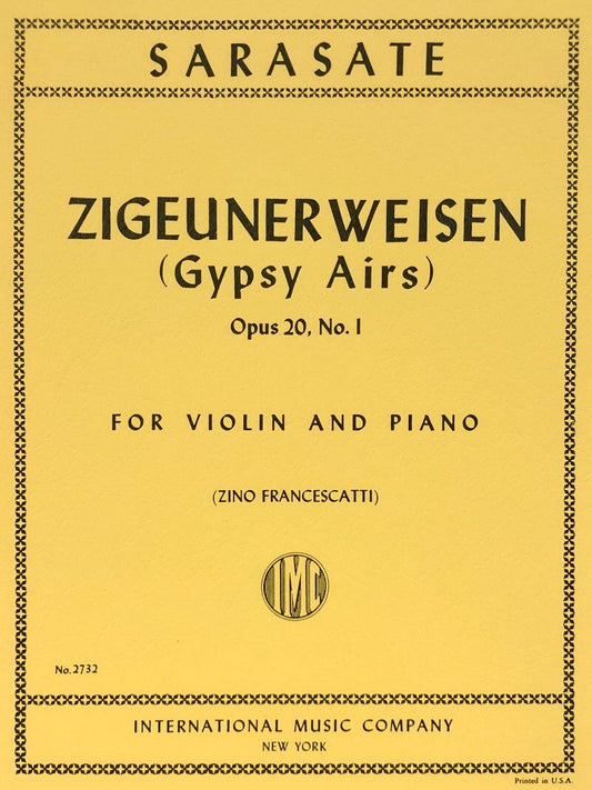 Sarasate - Zigeunerweisen Op. 20 No. 1 for Violin and Piano, Edited by Zino Francescatti, Score and Part