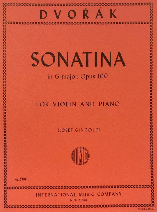 Dvorak Sonatina in G Major Op. 100 for Violin and Piano, Edited by Josef Gingold, International Music Company, 1 Page Score and Part