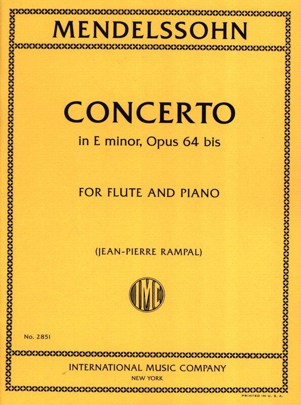 Mendelssohn Concerto in E Minor Op. 64 Bis for Flute and Piano - 28 Pages