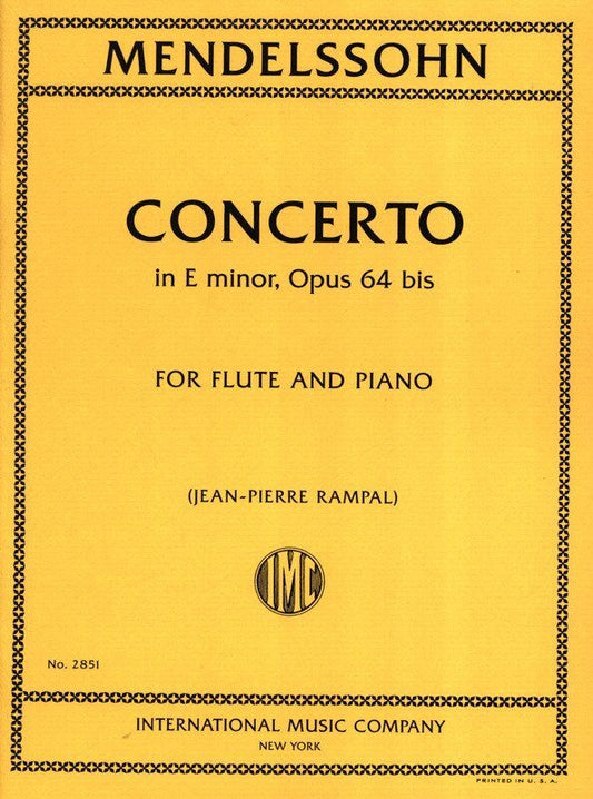 Mendelssohn Concerto in E Minor Op. 64 Bis for Flute and Piano - 28 Pages