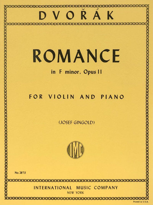 Dvorak Romance in F Minor Op. 11 for Violin and Piano - Edited by Josef Gingold