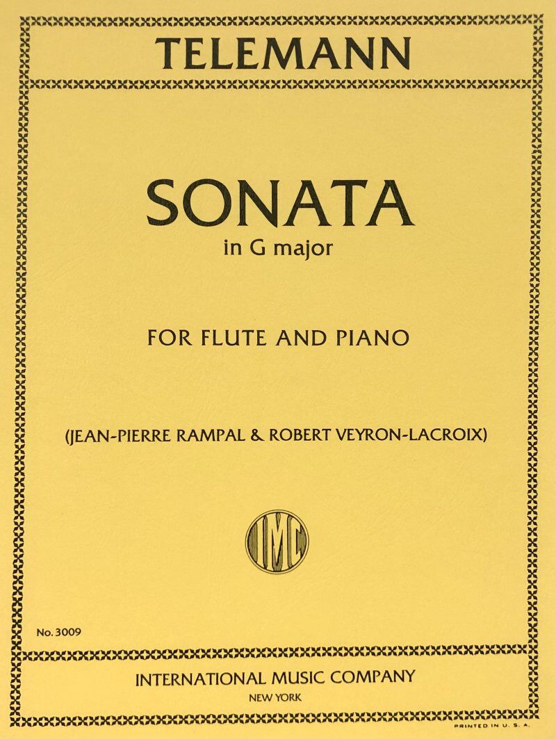 Telemann - Sonata in G for Flute and Piano, Ed. Rampal, International Music Co.