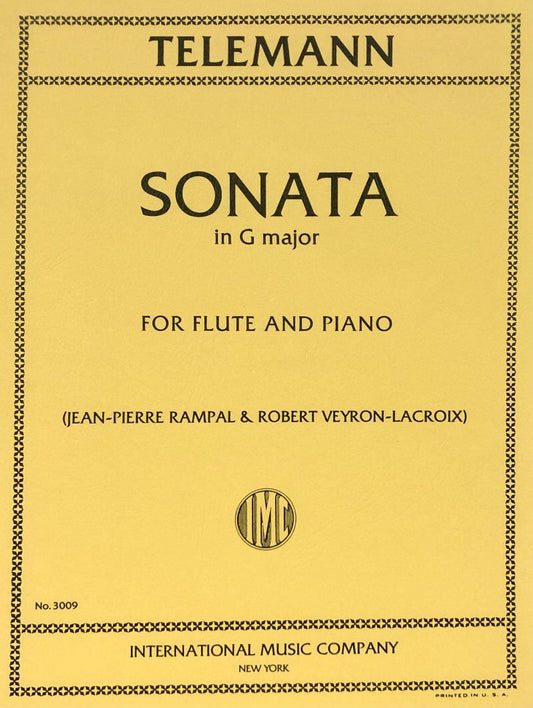 Telemann - Sonata in G for Flute and Piano, Ed. Rampal, International Music Co.