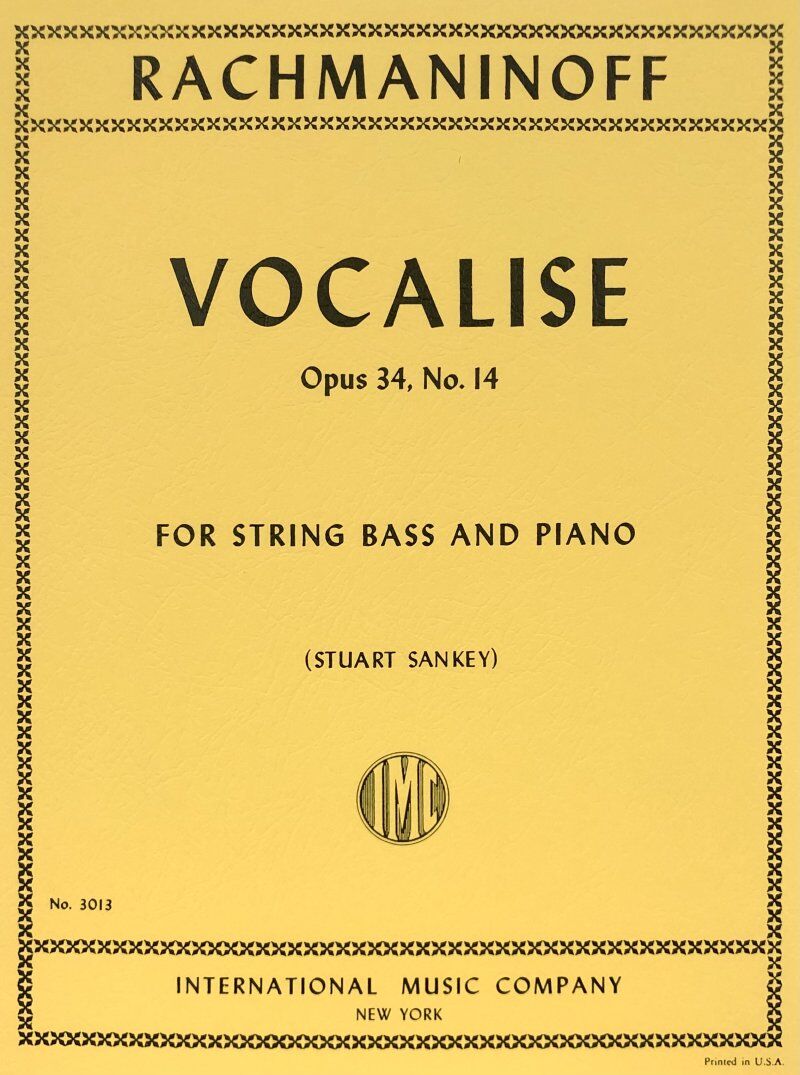 Rachmaninoff Vocalise Op 34 No 14 for Double Bass and Piano