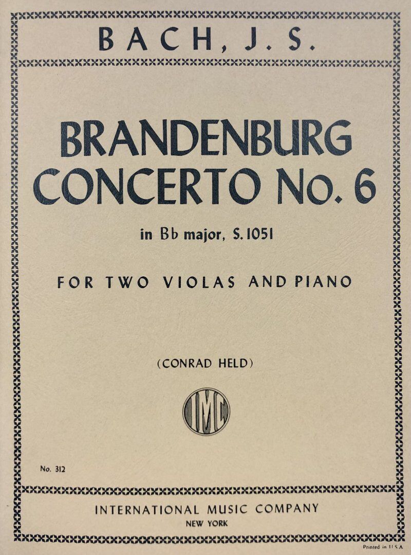 Brandenburg Concerto No. 6 for Viola and Piano, BWV 1051 by Johann Sebastian Bach, International Music Company