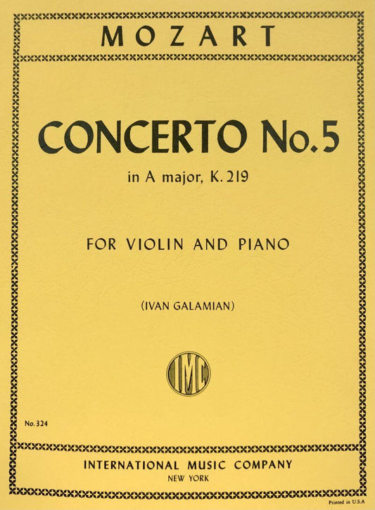 Mozart Concerto No. 5 in A Major K 219 for Violin and Piano with Cadenzas by Joseph Joachim