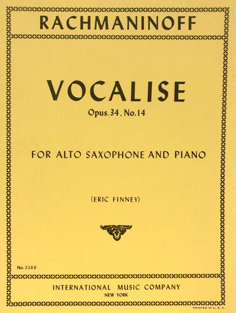 Rachmaninoff Vocalise Op 34 No 14 for Alto Saxophone and Piano