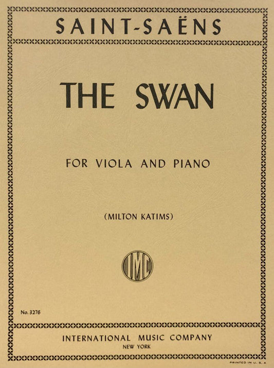 Saint-Saens - The Swan for Viola and Piano, Edited by Milton Katims, Score and Part, International Music Company