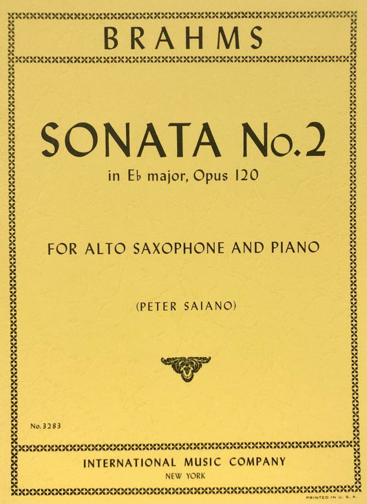 Brahms Sonata No. 2 in E Flat Major Op. 120 for Alto Saxophone and Piano