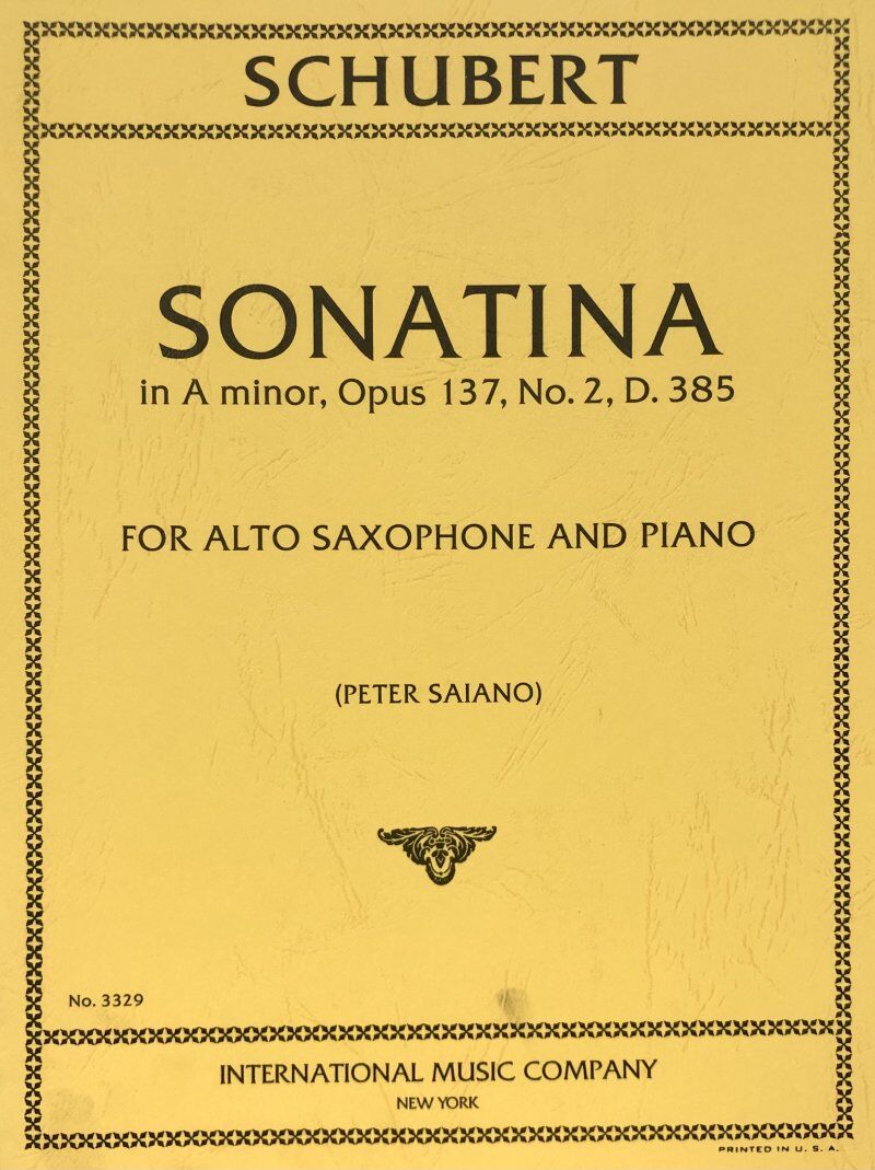 Sonatina in A Minor D.385 Op. 132 No.2 for Saxophone, Edited by Peter Saiano, International Music Company