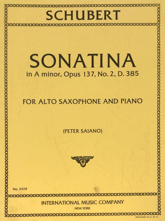 Sonatina in A Minor D.385 Op. 132 No.2 for Saxophone, Edited by Peter Saiano, International Music Company