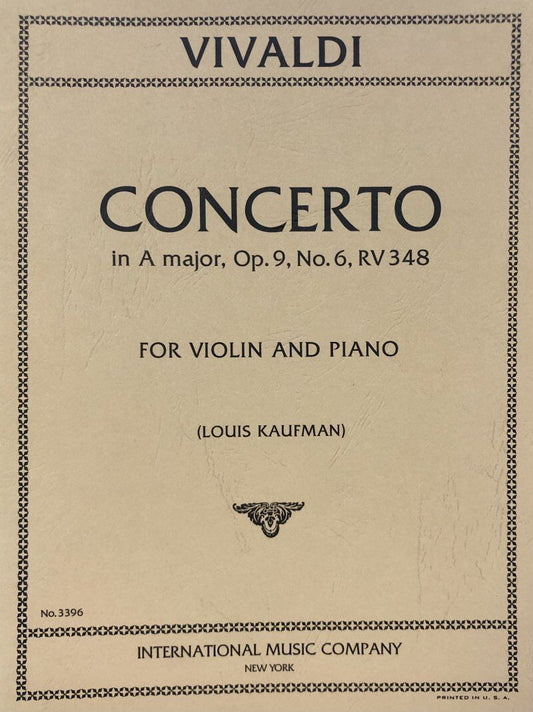 Vivaldi - Concerto in A Major Op. 9 No. 6 RV 348 for Violin/Piano