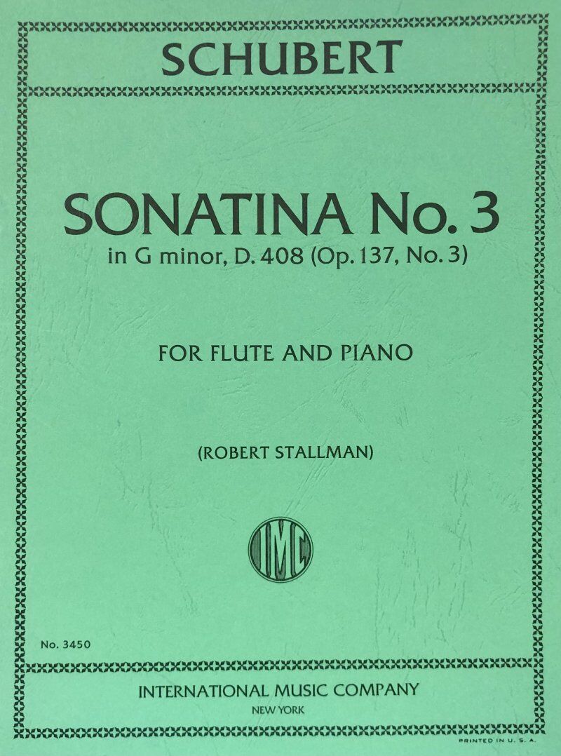 Schubert - Sonatina No. 3 in G Minor D 408 Op. 137 No. 3 for Flute and Piano