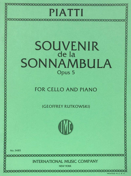 Piatti - Souvenir de la Sonnambula Op. 5 for Cello and Piano