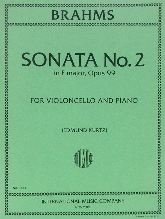 Brahms Sonata No. 2 F Major Op. 99 for Cello and Piano Performance Parts