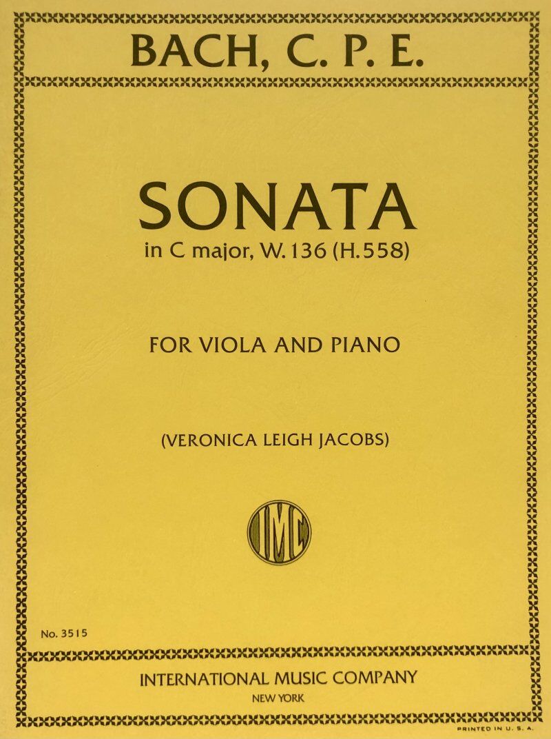 Bach - Sonata in C Major W. 136 H.558 for Viola and Piano Performance Parts