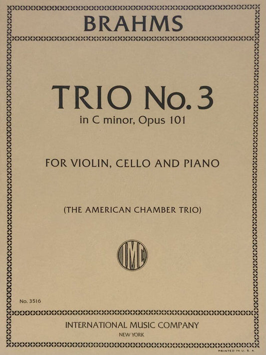 Brahms Trio No 3 in C Minor Op 101 for Violin, Cello, Piano - Set of Performance Parts