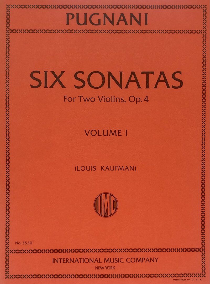 Pugnani - Six Sonatas Op. 4 Vol. 1 for 2 Violins, Edited by Louis Kaufman, Performance Parts, International Music Company
