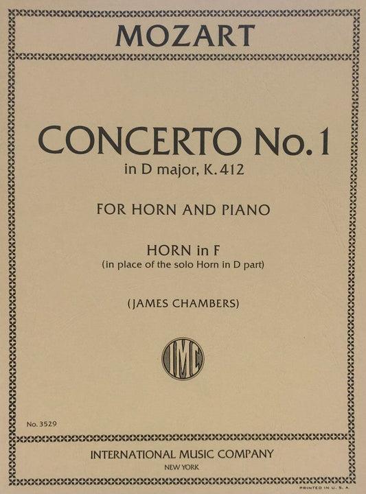 Mozart Concerto No 1 in D Major K 412 F Horn Part Only