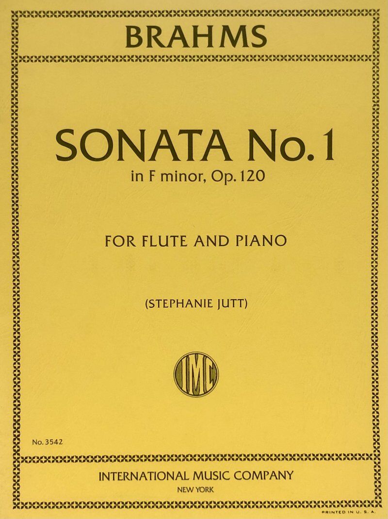 Brahms - Sonata No. 1 F Minor Op. 120 for Flute and Piano, International Music Company