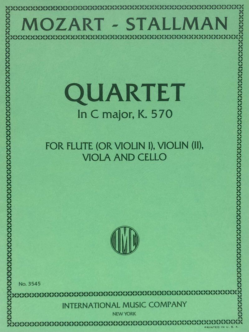 Mozart Quartet in C Major K 570 for Flute, Violin, Viola, Cello