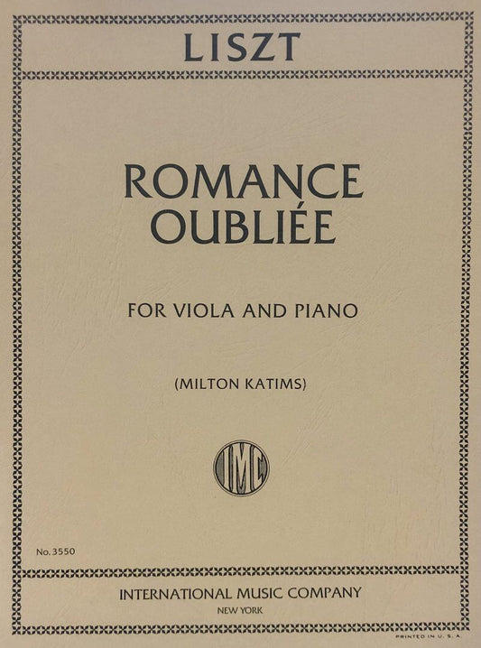 Liszt - Romance Oubliee for Viola and Piano, International Music Company, 1 Page