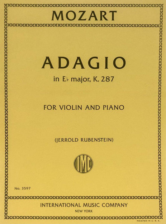 Mozart Adagio in Eb Major K 287 for Violin and Piano, International Music Company, 1 Page