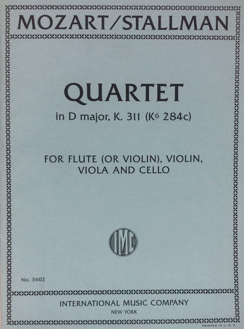 Mozart Quartet in D Major K 311 for Flute, Violin, Viola, Cello - International Music Company