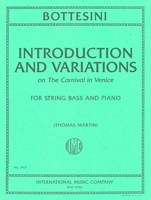 Intro And Variations On Carnival Of Venice Double Bass/Piano (Softcover Book)