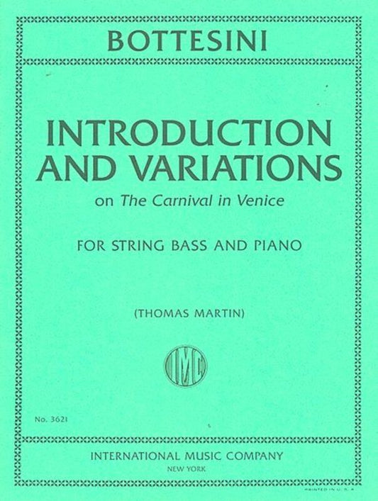 Intro And Variations On Carnival Of Venice Double Bass/Piano (Softcover Book)