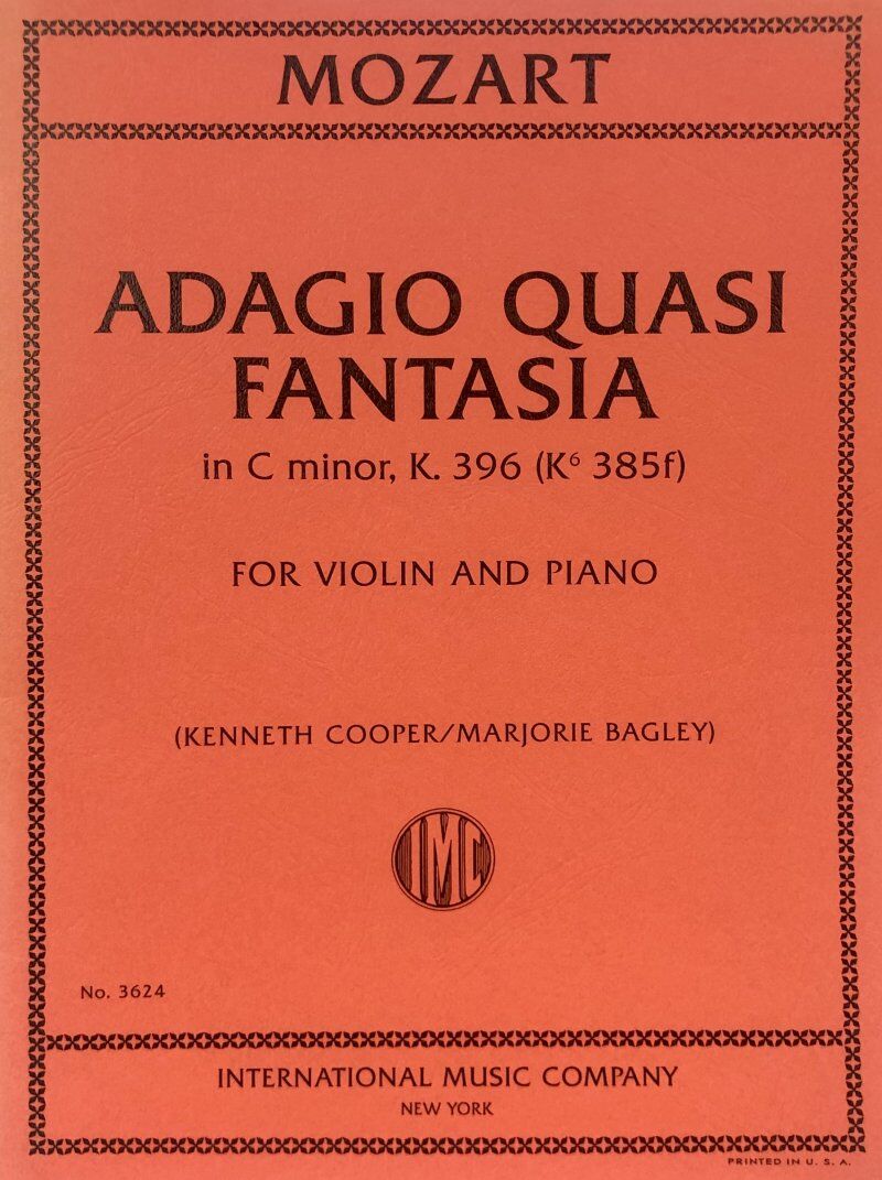 Mozart Adagio Quasi Fantasia in C Minor K 396 for Violin and Piano