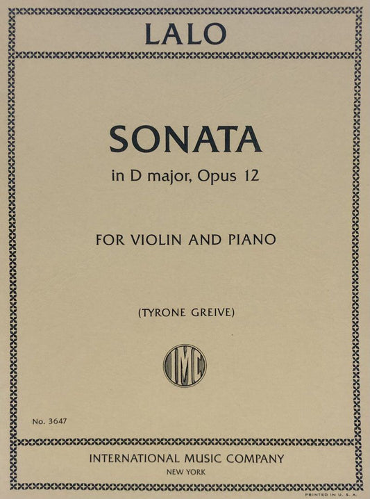Lalo - Sonata in D Major Op. 12 for Violin and Piano