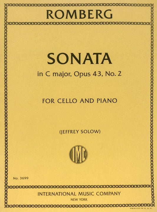 Romberg - Sonata in C Major Op. 43 No. 2 for Cello and Piano, Edited by Jeffrey Solow, Arranged by F.G. Jansen, International Music Company