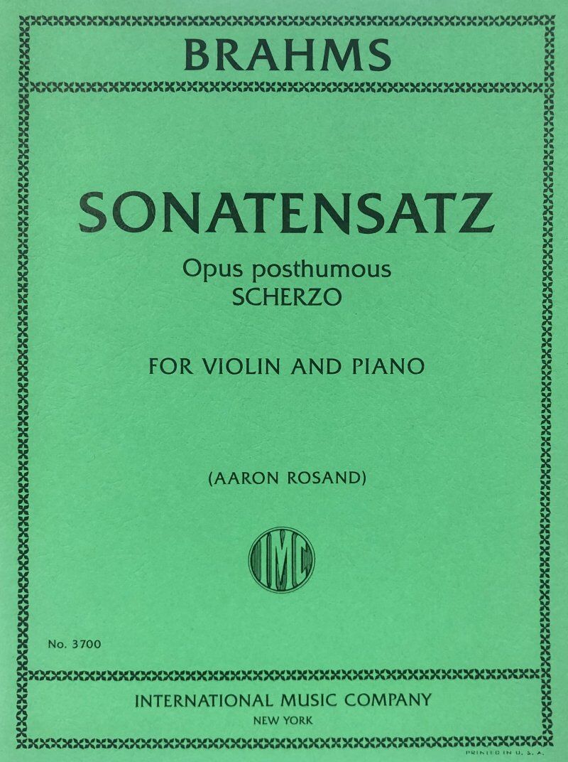 Brahms - Sonatensatz Scherzo Op. Posthumous for Violin and Piano, Grade 8, International Music Company — view 2