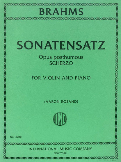 Brahms - Sonatensatz Scherzo Op. Posthumous for Violin and Piano, Grade 8, International Music Company — view 2