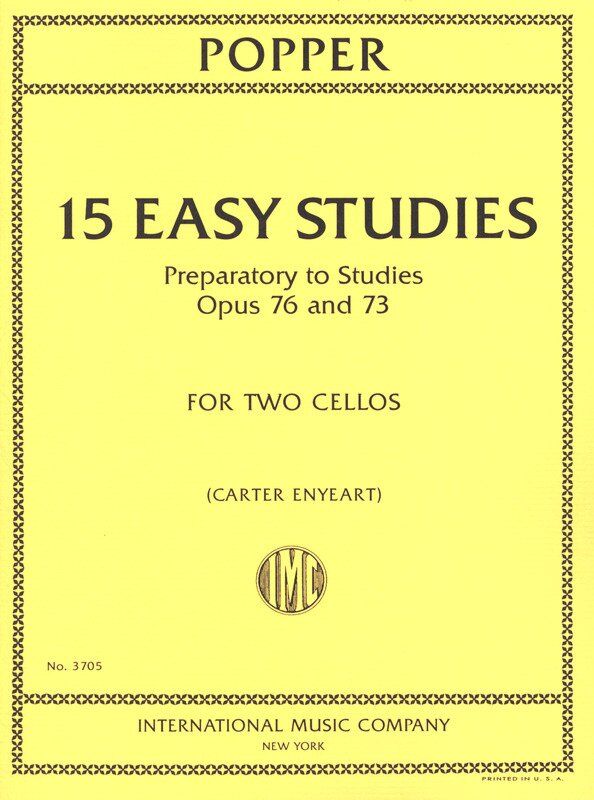Popper - 15 Easy Studies Preparatory Op 76/73 for 2 Cellos by International Music Company
