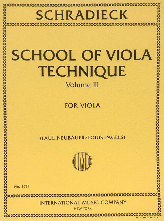 Schradieck - School of Viola Technique Vol 3 for Viola by Henry Schradieck