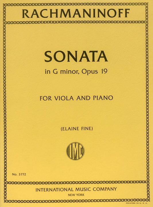 Rachmaninoff: Sonata in G Minor, Op. 19 — Viola & Piano (International Music Company)